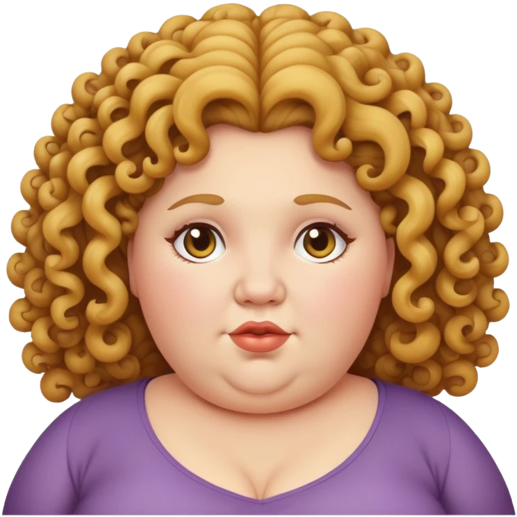 White obese woman with curly hair emoji