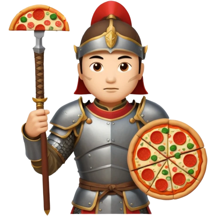 chinese ancient warrior with pizza emoji