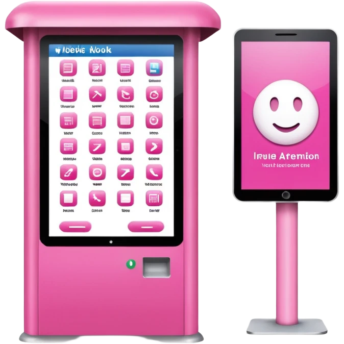 Digital Kiosk + pink interface + public info, Street Advertisements. emoji