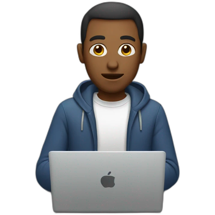 man facing laptop emoji
