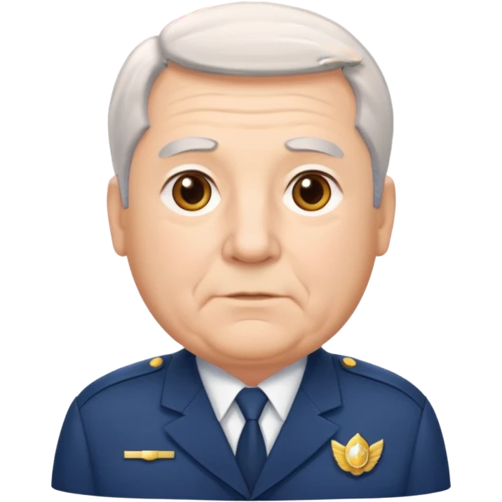 Older Male: gray hair at sides, slight wrinkles, wearing uniform, lightly obesity emoji