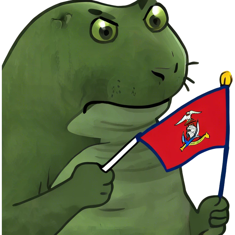 tiger wearing navy seal clothes holding a red and blue flag emoji