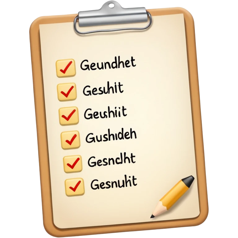 Checklist with the work "Gesundheit" on the top emoji