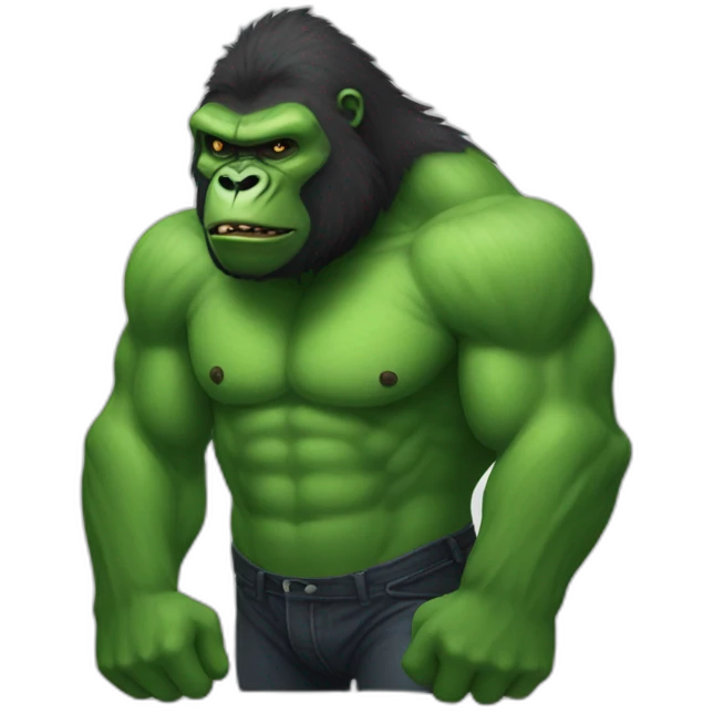 Gorilla becoming green hulk emoji