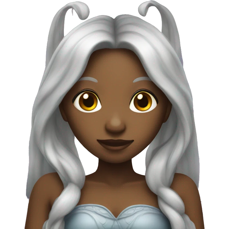 a black female fairy with long hair  emoji