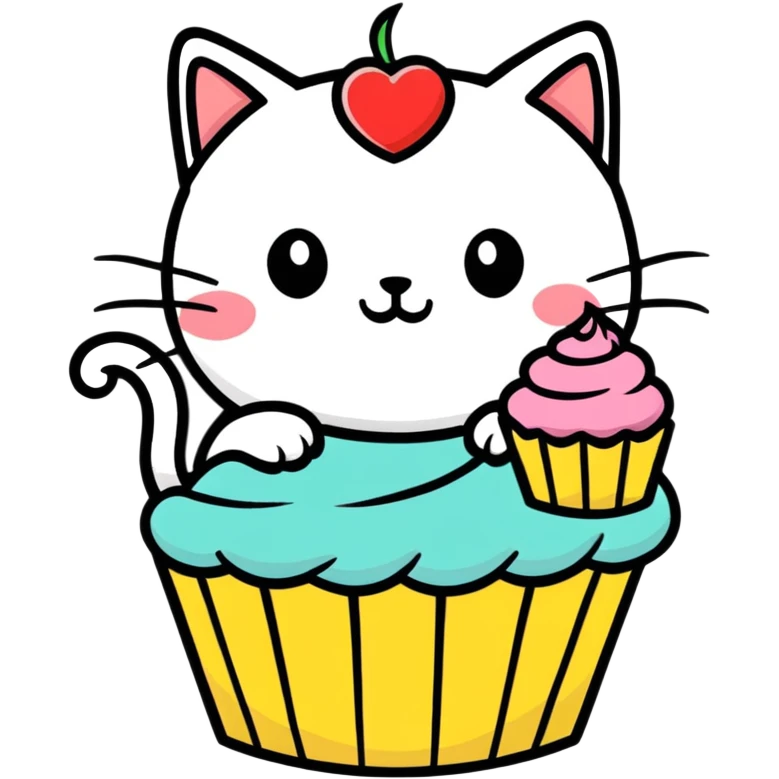 cupcake with cat emoji