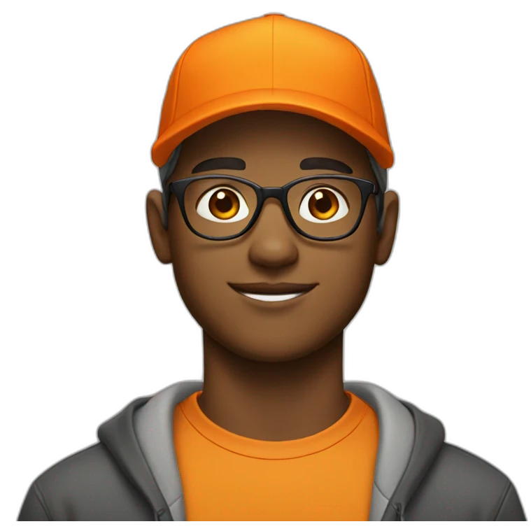young white man in glasses with an orange cap emoji