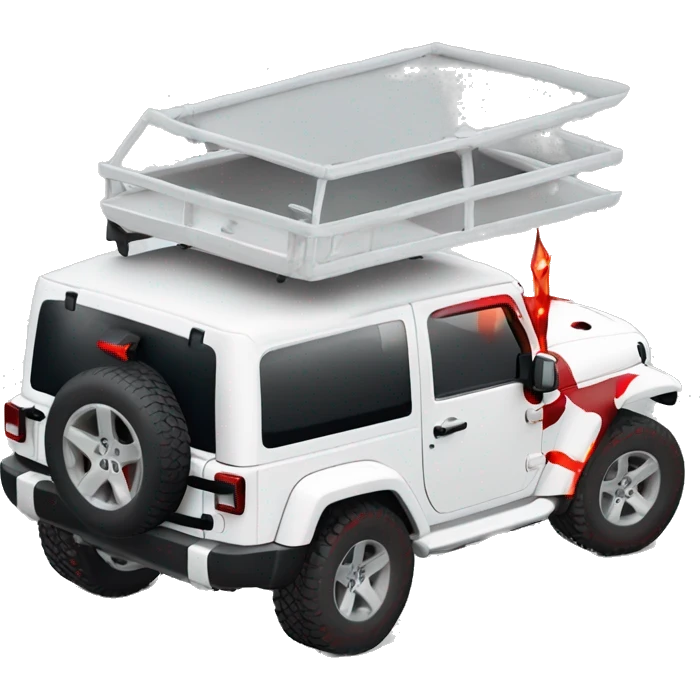 White Jeep Wrangler Rubicon with roof off and red accents  emoji
