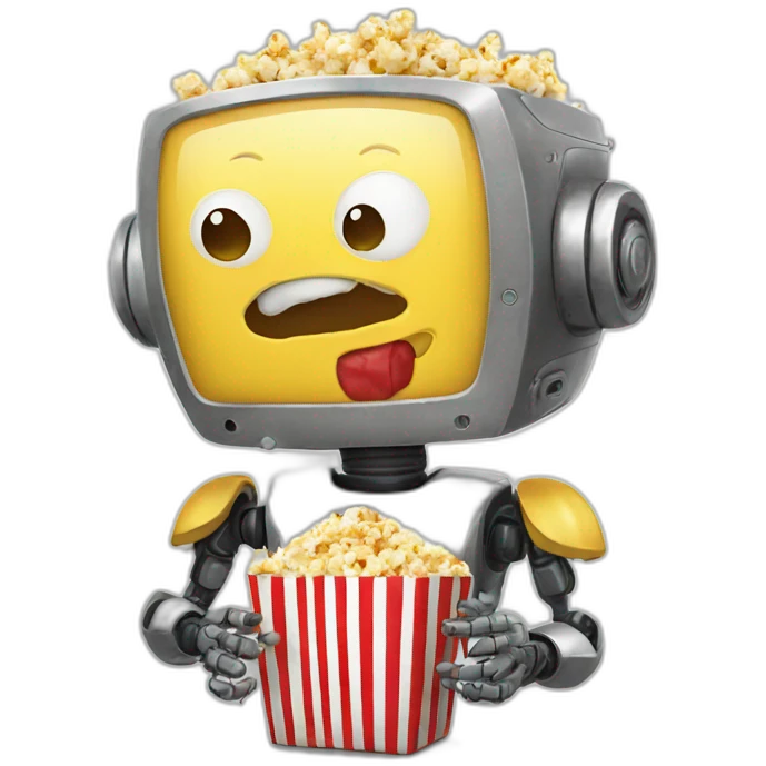 robot eating popcorn emoji