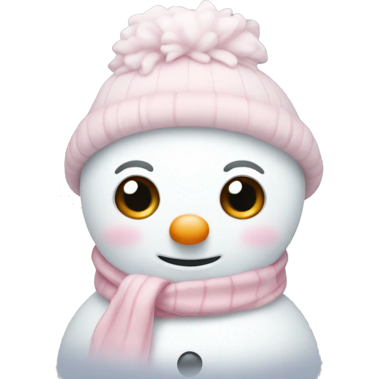 Cute white and light pink snowman emoji