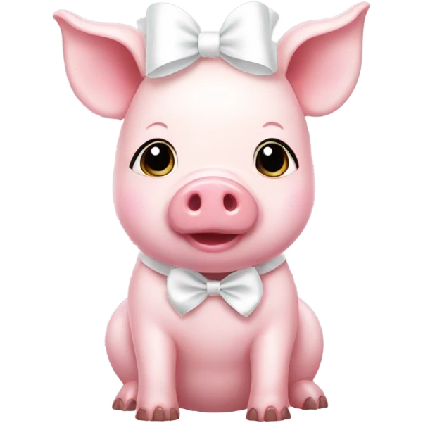 Cute Pink girl pig with a white bow  emoji