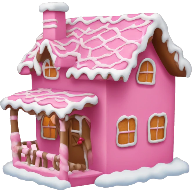 A pink gingerbread house emoji