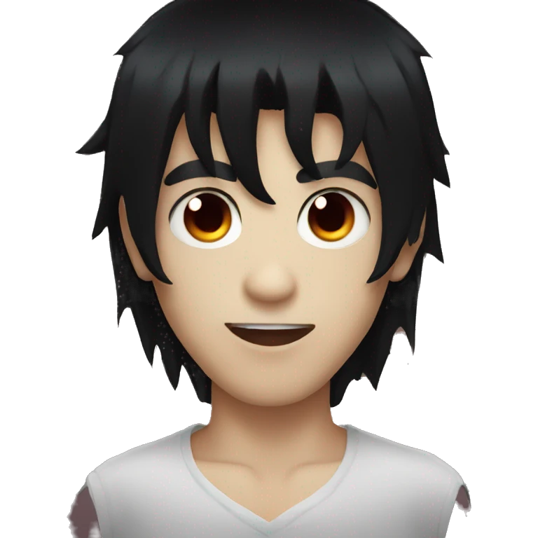 Vampire boy with black hair mullet and demon horns emoji
