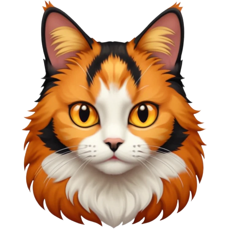 A calico cat with half its face ginger and the other half black emoji