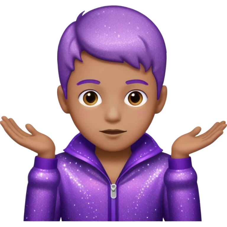boy supervisor wearing glitter purple glittery clothes emoji