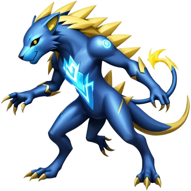 Modern Cyber Manectric-Luxray-creature, full body emoji