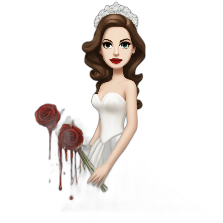 Lana del rey with a bridal gown with splash of blood emoji