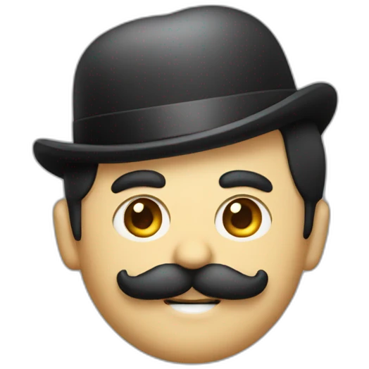 A man with side bangs and a Charlie Chaplin mustache  emoji