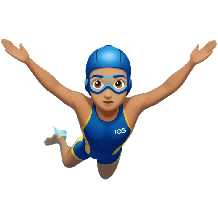 determined pool diver dives into a pool of confidence blue water underneath  emoji