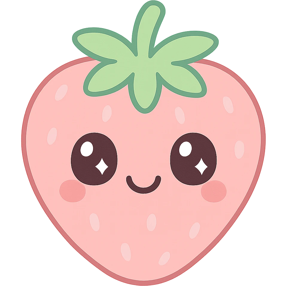kawaii style cheerful strawberry with a face emoji