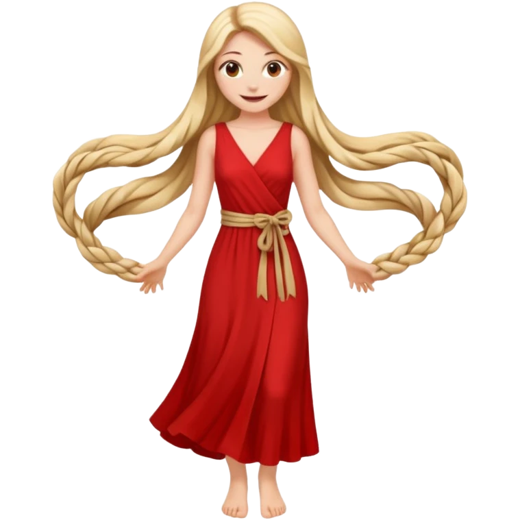 Empowered woman enjoying long tied hairs with full body emoji