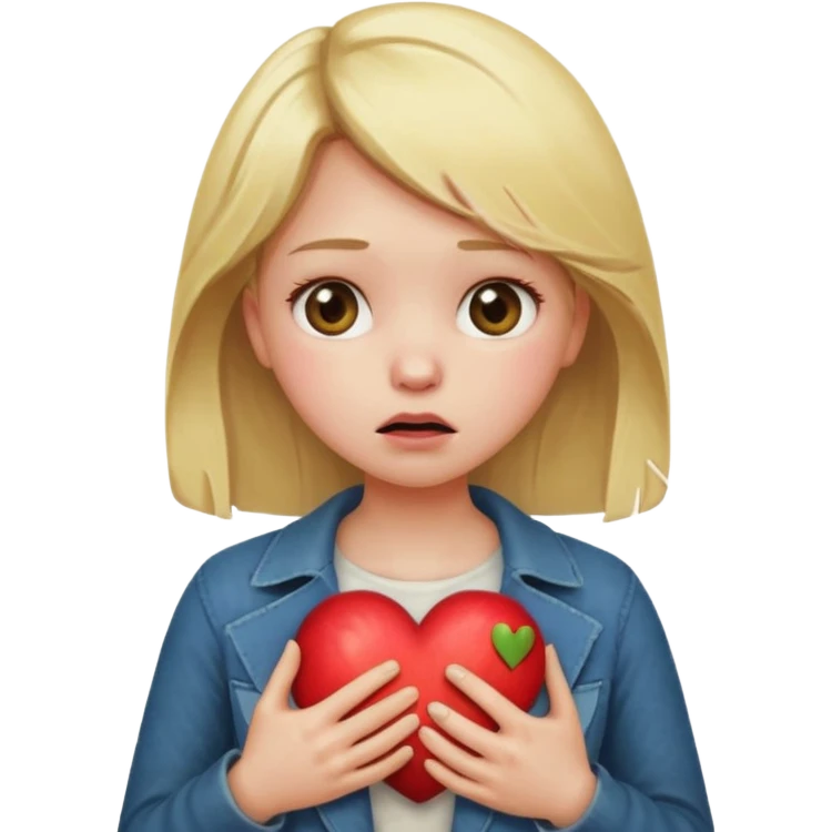 Blonde apple emoji girl having heart attack emoji