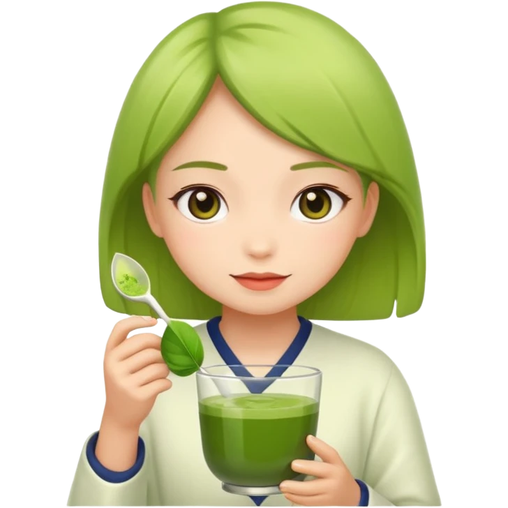 Girl with matcha emoji
