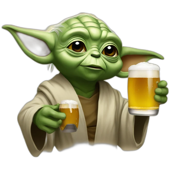 Yoda with beer emoji