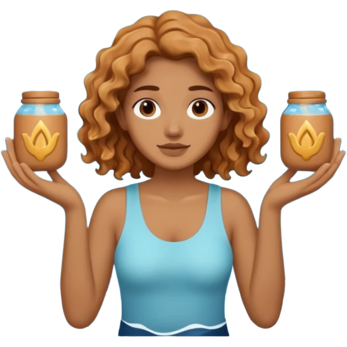 Water bearer holding do jars and spiking water inspired by aquarius sign emoji
