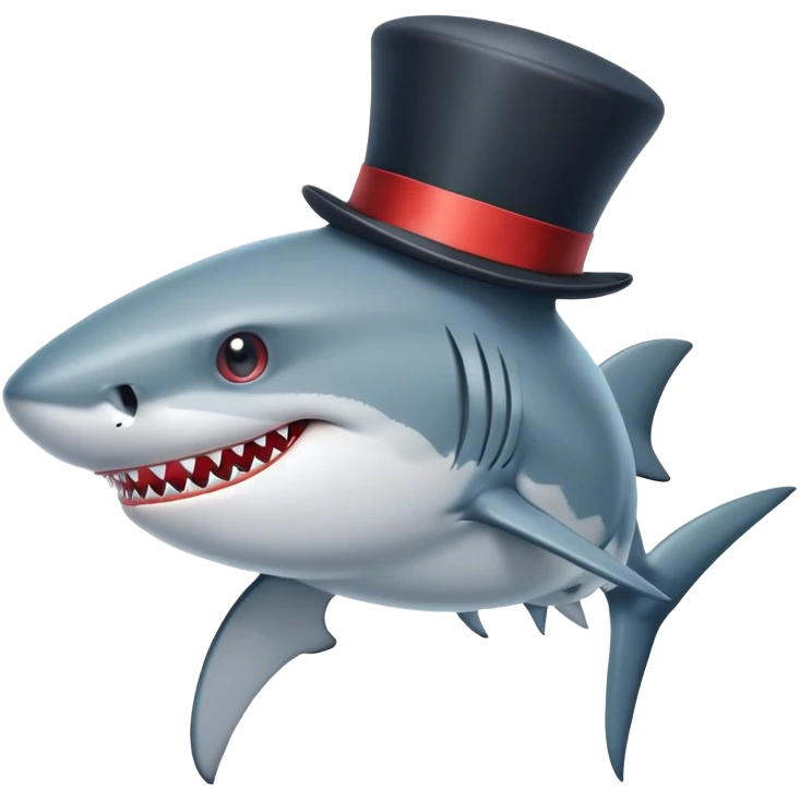 Shark with a top hat emoji
