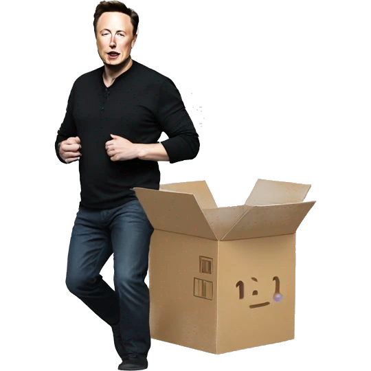 Elon Musk stepping on a box emoji