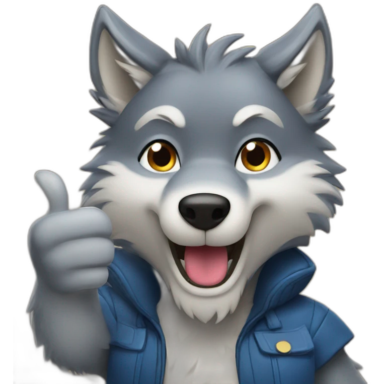 Furry wolf giving thumbs up emoji
