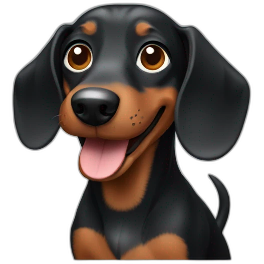 A happy black and brown dachshund dog. emoji