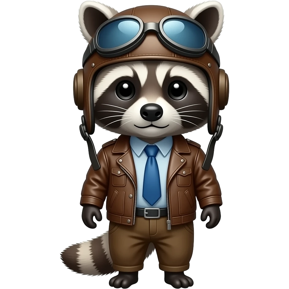 racoon pilot with leather helmet emoji