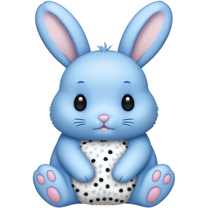 A blue bunny with black polka dots emoji