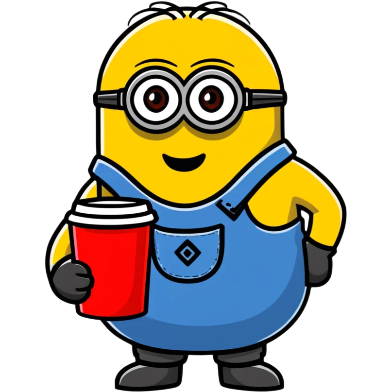 minion holding a red cup in its right hand emoji