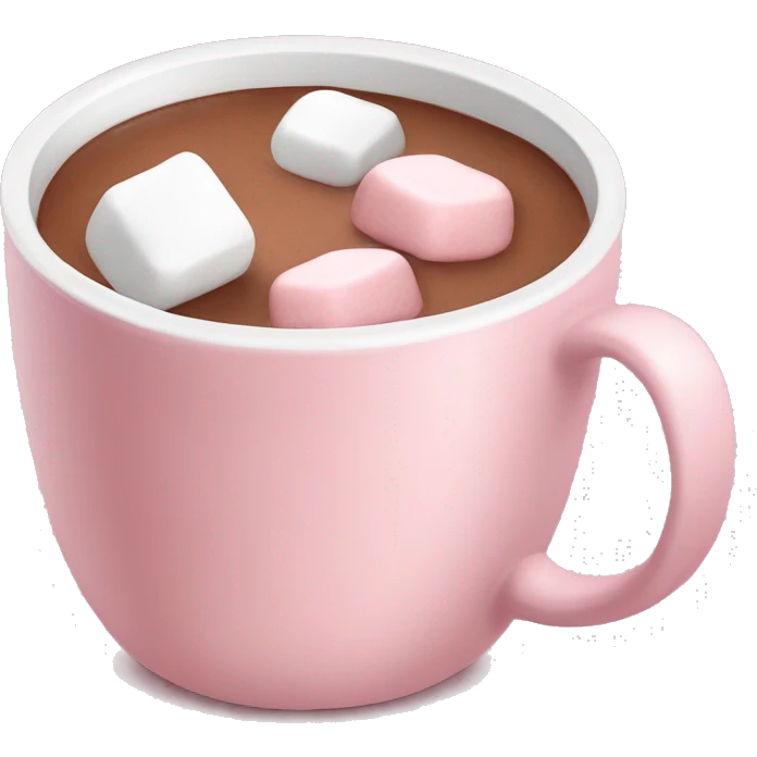 Light Pink mug of hot chocolate with marshmallows  emoji