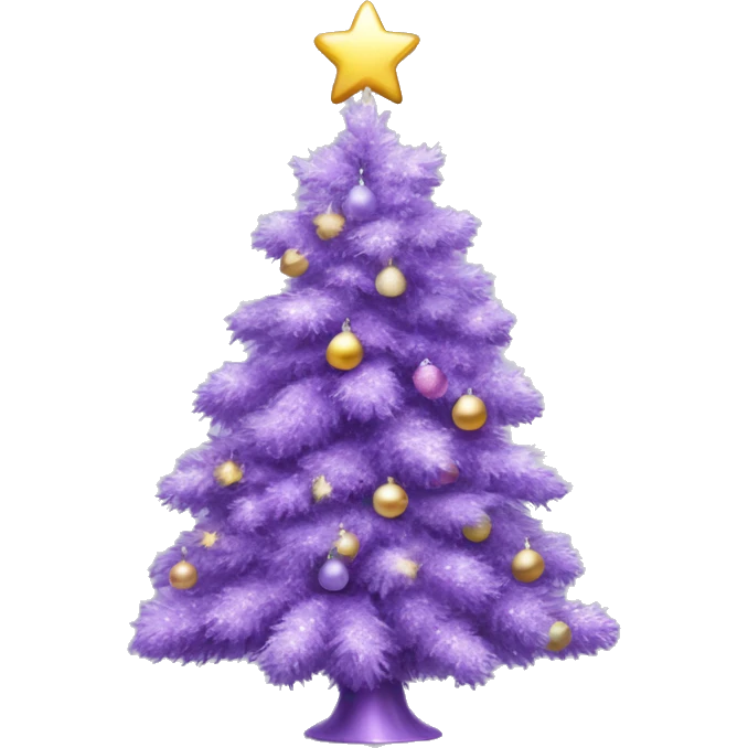 Realistic decorated lilac Christmas tree emoji