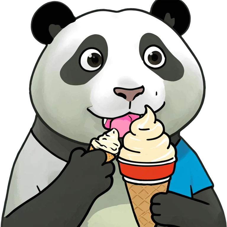 Panda eating ice cream emoji