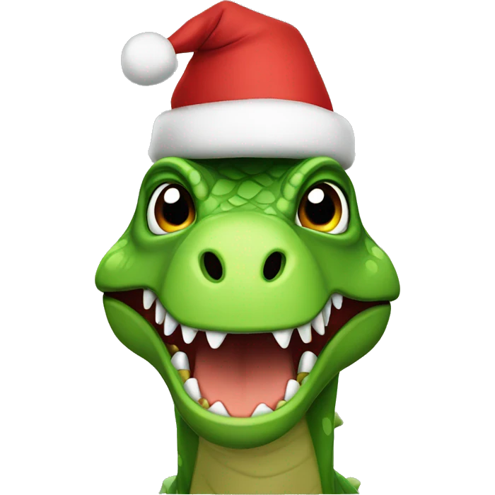 Dinosaur with Christmas hat on emoji