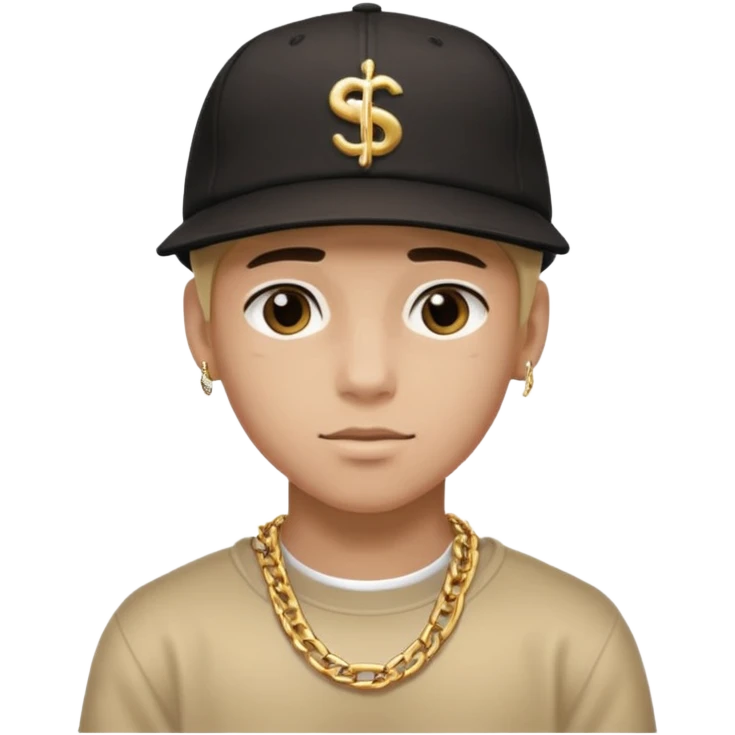 handsome boy with backside cap hip hop only neck  emoji