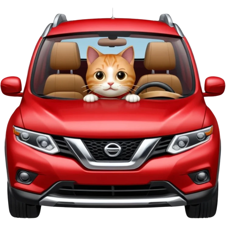 A Cat Driving A RED NISSAN ROGUE  emoji