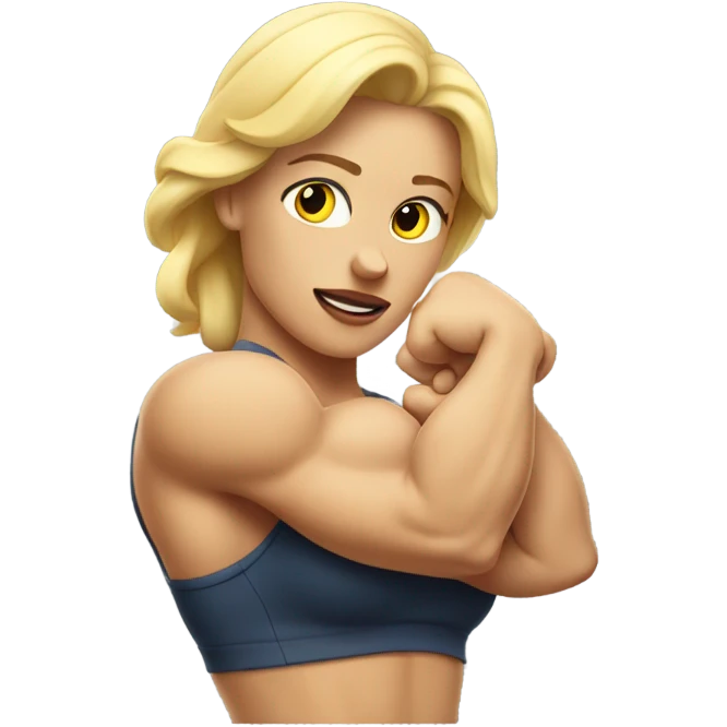 Strong blond women flexing  emoji