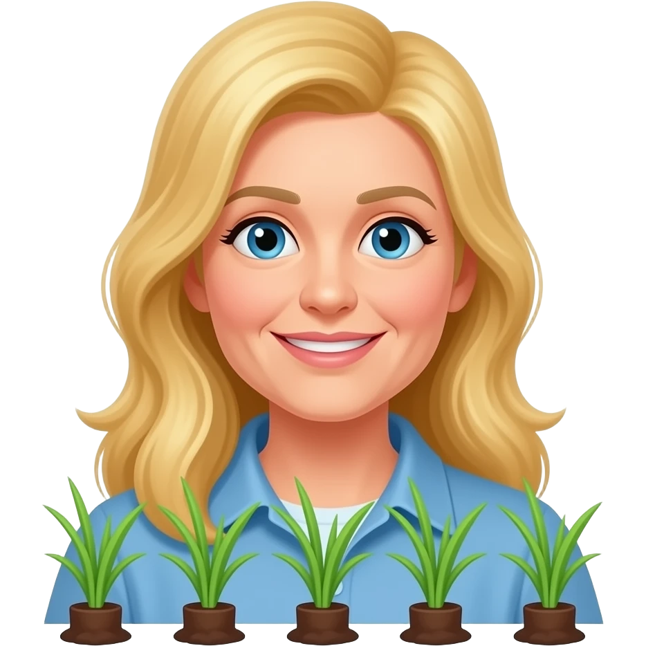 50 year old long blonde hair planting grass plugs emoji