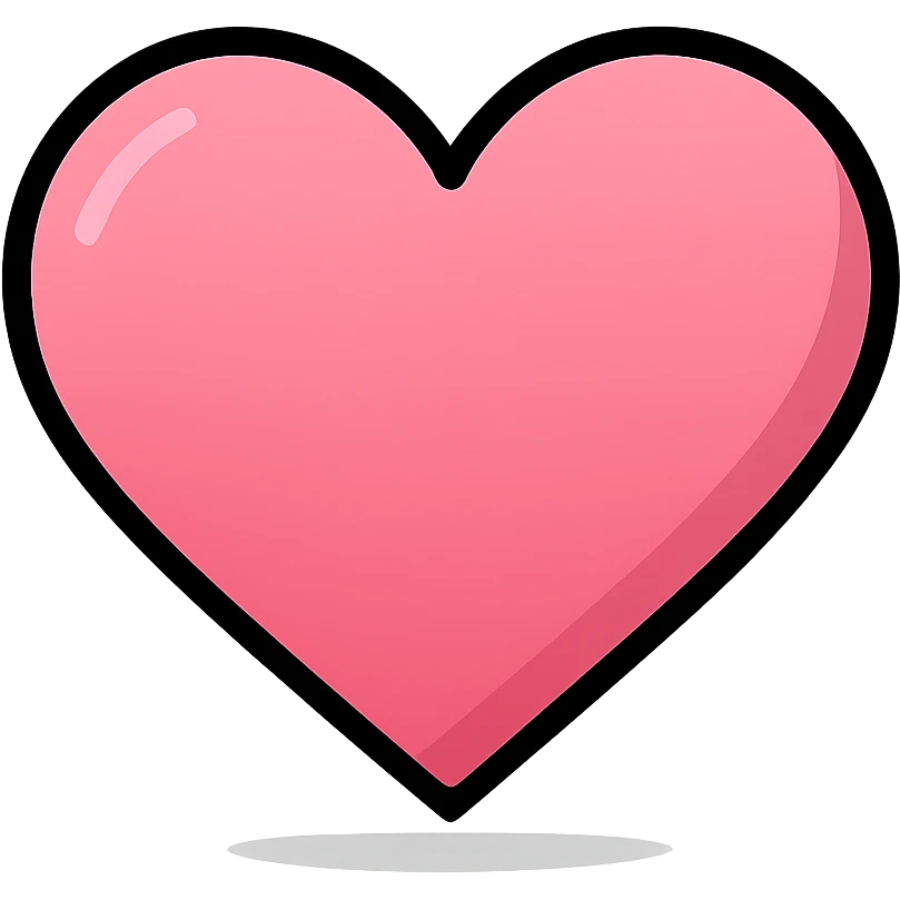 pink ombre heart icon, flat design, subtle shadow, elegant and simple emoji