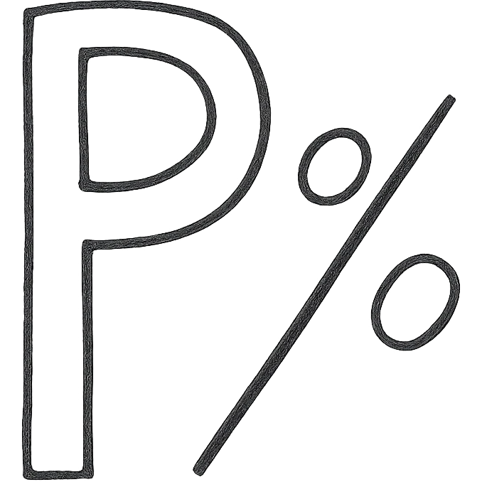 Probability symbol in a hand drawn icon with no fill emoji