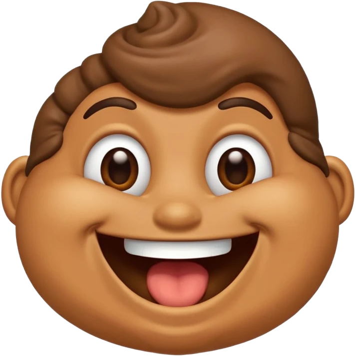 Man laughing with poop emoji next to him emoji