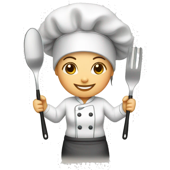 female chef with cooking utensils emoji