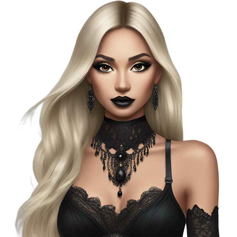 Hyper Realistic Goth victoria secret model emoji
