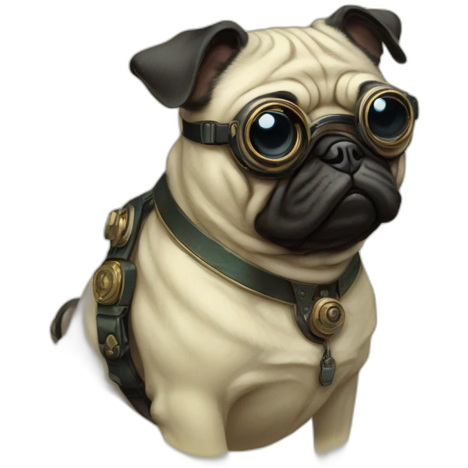 A cyberpunk pug in Art Nouveau style during 1910 emoji